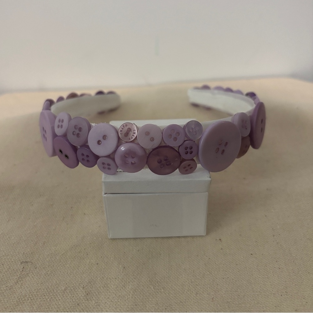 Button-Embellished Lavender Headband - Unbranded